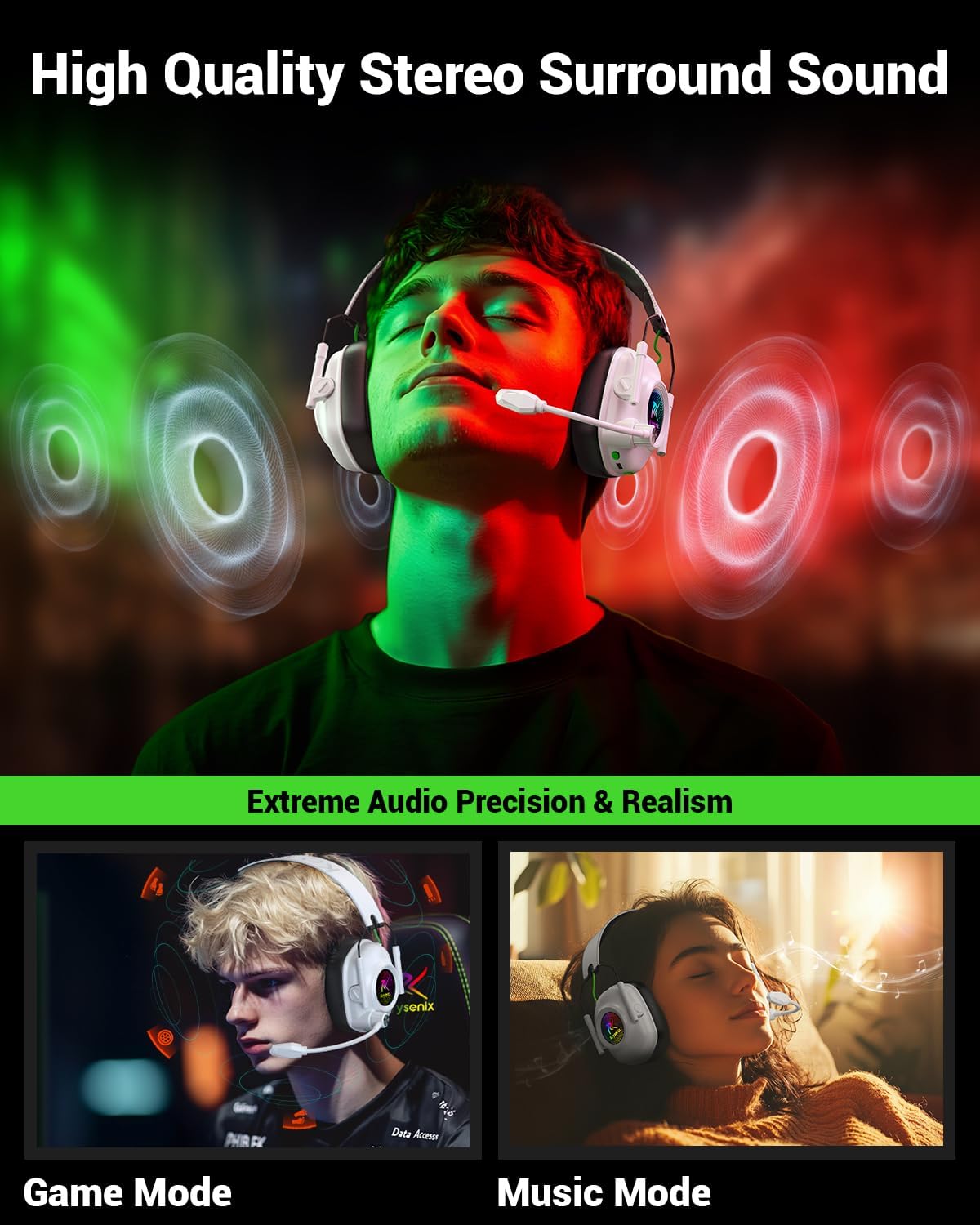 AUDÍFONOS INALÁMBRICOS PARA GAMING KRYSENIX CON MICRÓFONO Y SONIDO 7.1 PARA PS5, PS4 Y PC - 4