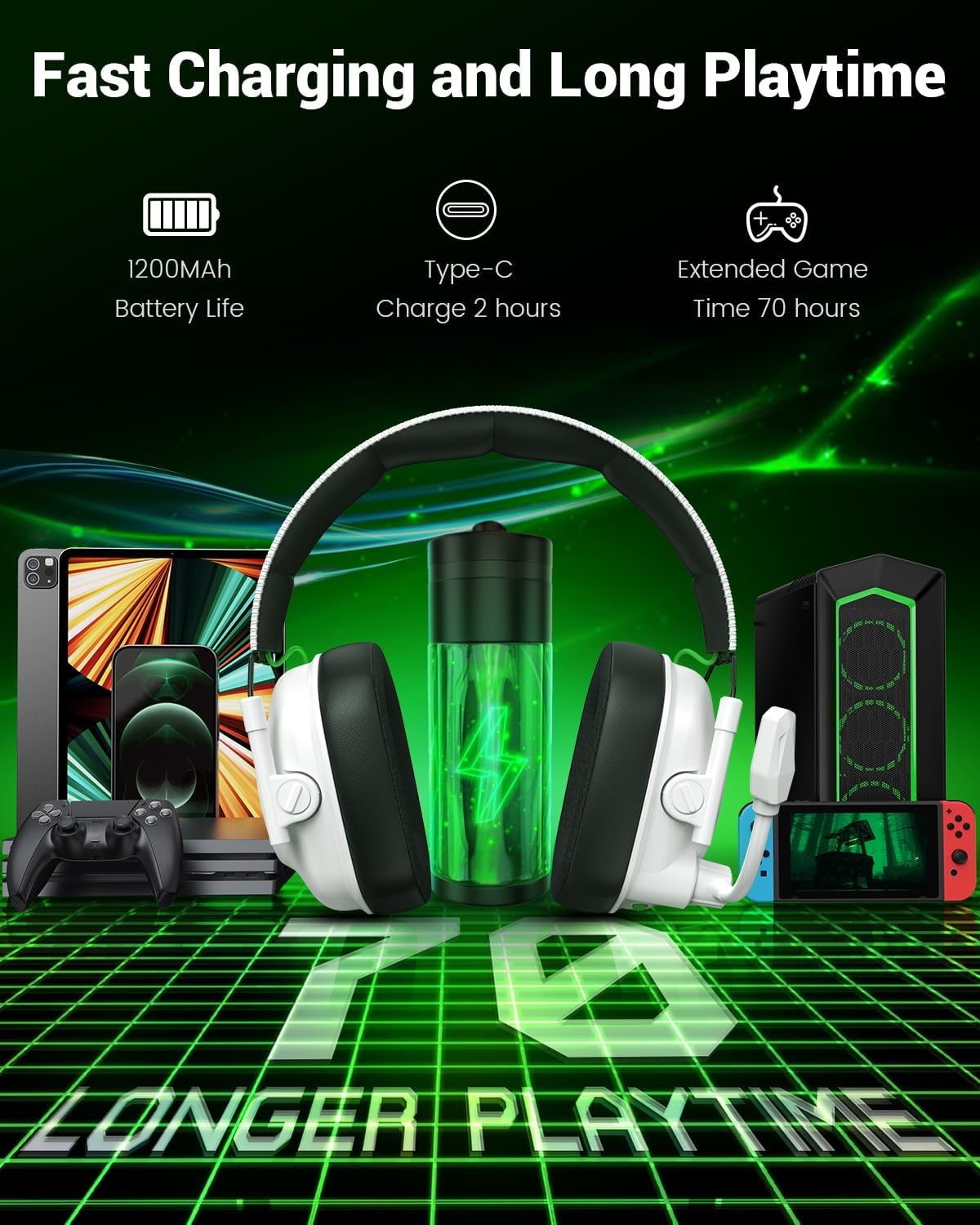 AUDÍFONOS INALÁMBRICOS PARA GAMING KRYSENIX CON MICRÓFONO Y SONIDO 7.1 PARA PS5, PS4 Y PC - 5