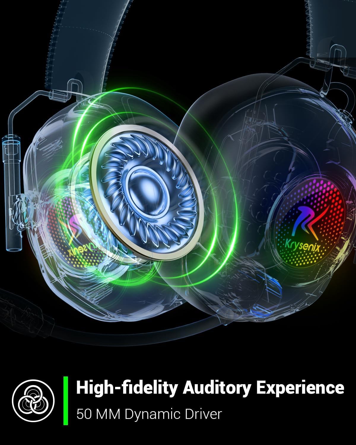 AUDÍFONOS INALÁMBRICOS PARA GAMING KRYSENIX CON MICRÓFONO Y SONIDO 7.1 PARA PS5, PS4 Y PC - 3