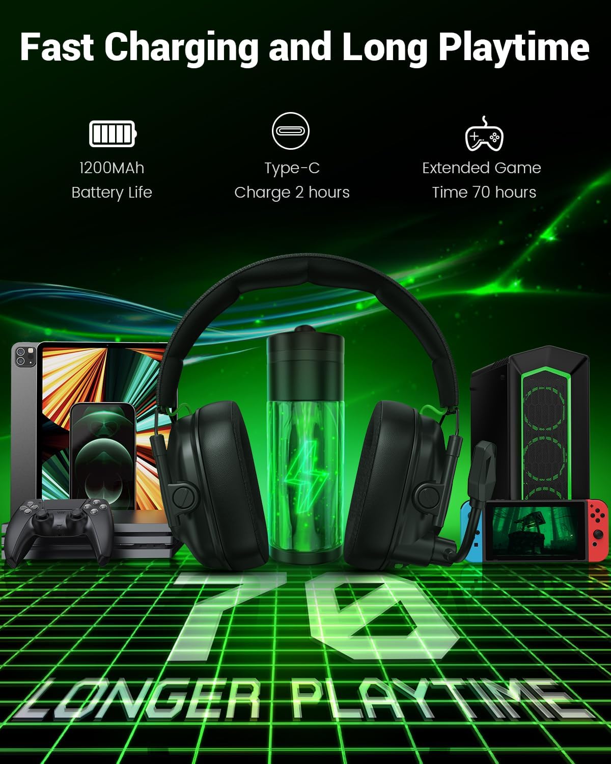 AUDÍFONOS INALÁMBRICOS PARA GAMING KRYSENIX CON MICRÓFONO Y SONIDO 7.1 PARA PS5, PS4 Y PC - 5