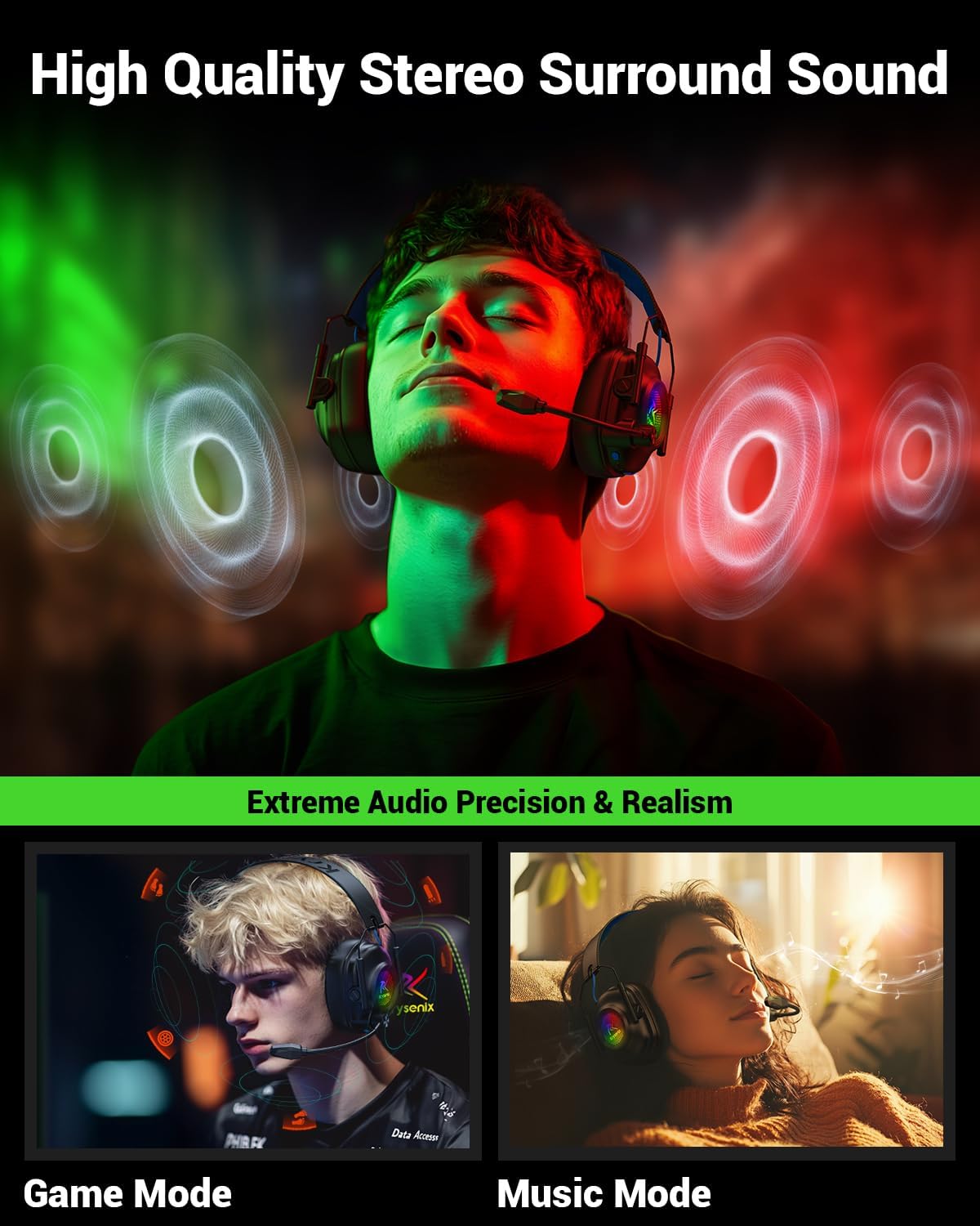 AUDÍFONOS INALÁMBRICOS PARA GAMING KRYSENIX CON MICRÓFONO Y SONIDO 7.1 PARA PS5, PS4 Y PC - 4