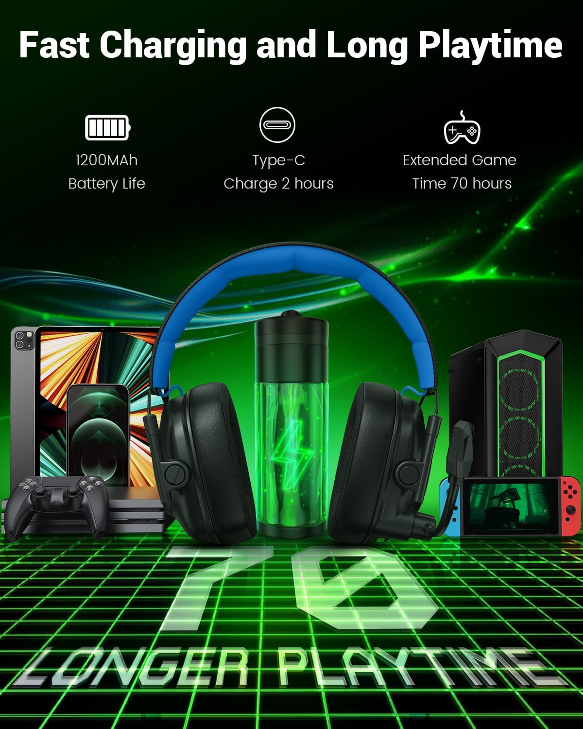 AUDÍFONOS INALÁMBRICOS PARA GAMING KRYSENIX CON MICRÓFONO Y SONIDO 7.1 PARA PS5, PS4 Y PC - 5