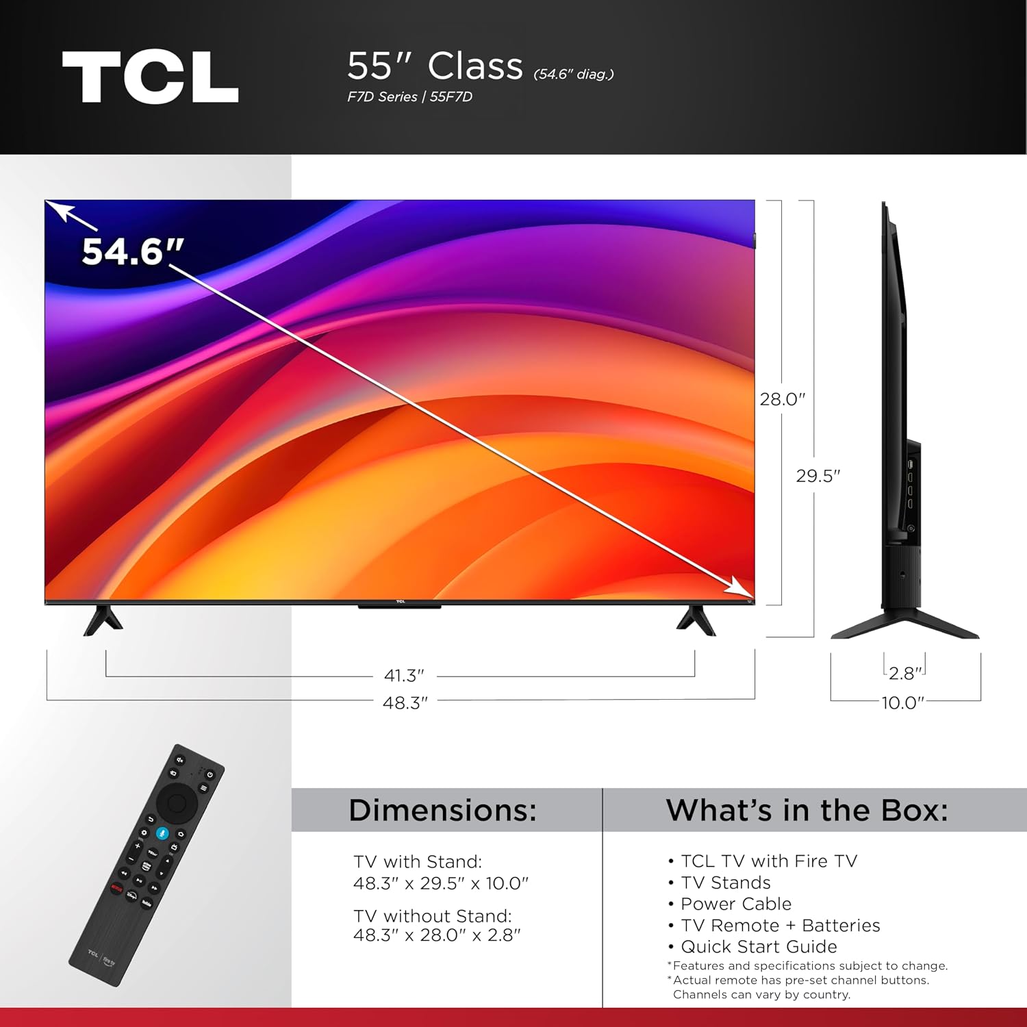 TELEVISOR TCL 55 PULGADAS F7D SERIES QLED 4K UHD HDR SMART FIRE TV 55F7D - 3