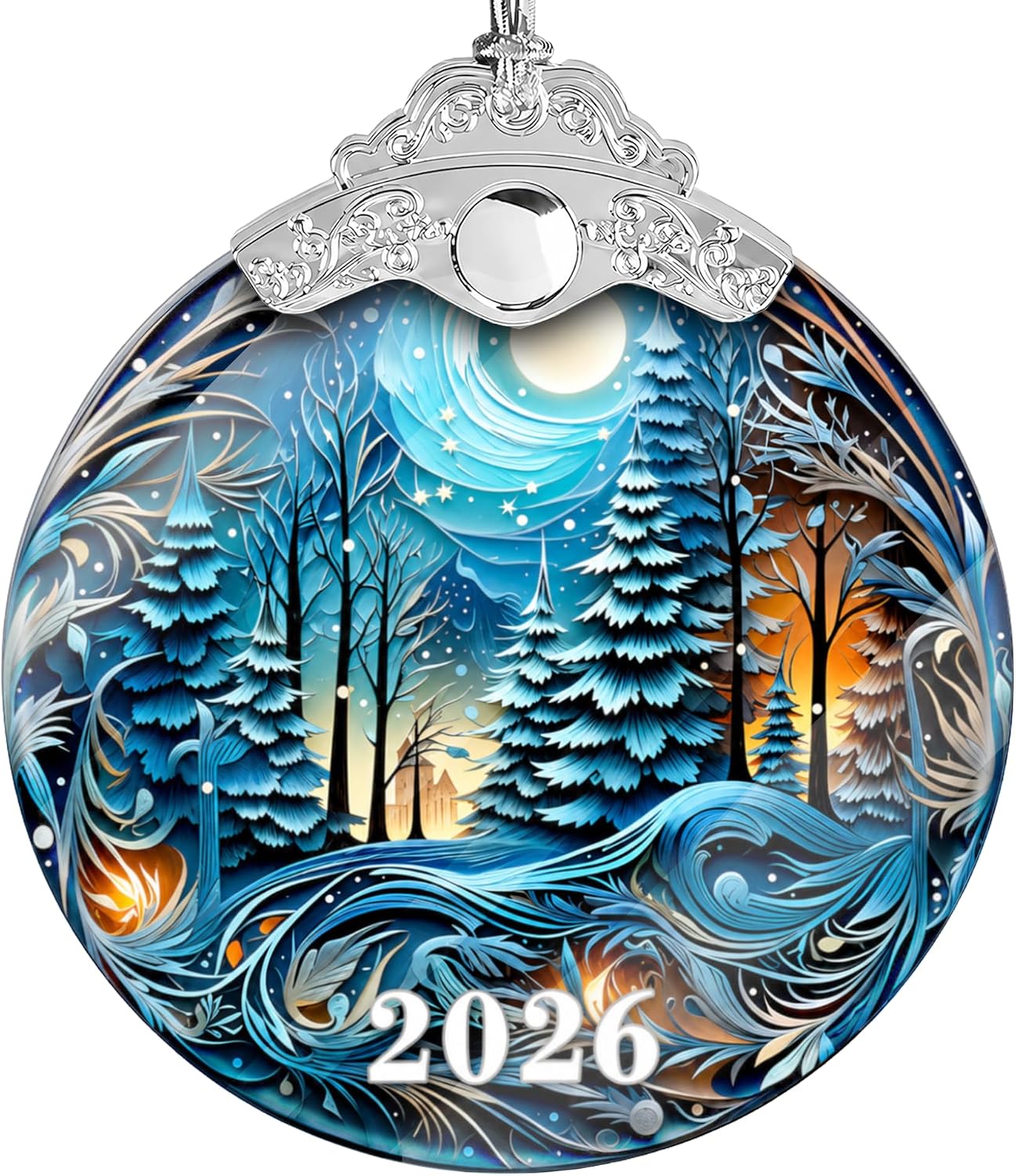 ADORNO NAVIDEÑO SENSEMORY BOSQUE INVERNAL 2026 ACRÍLICO AZUL - 1