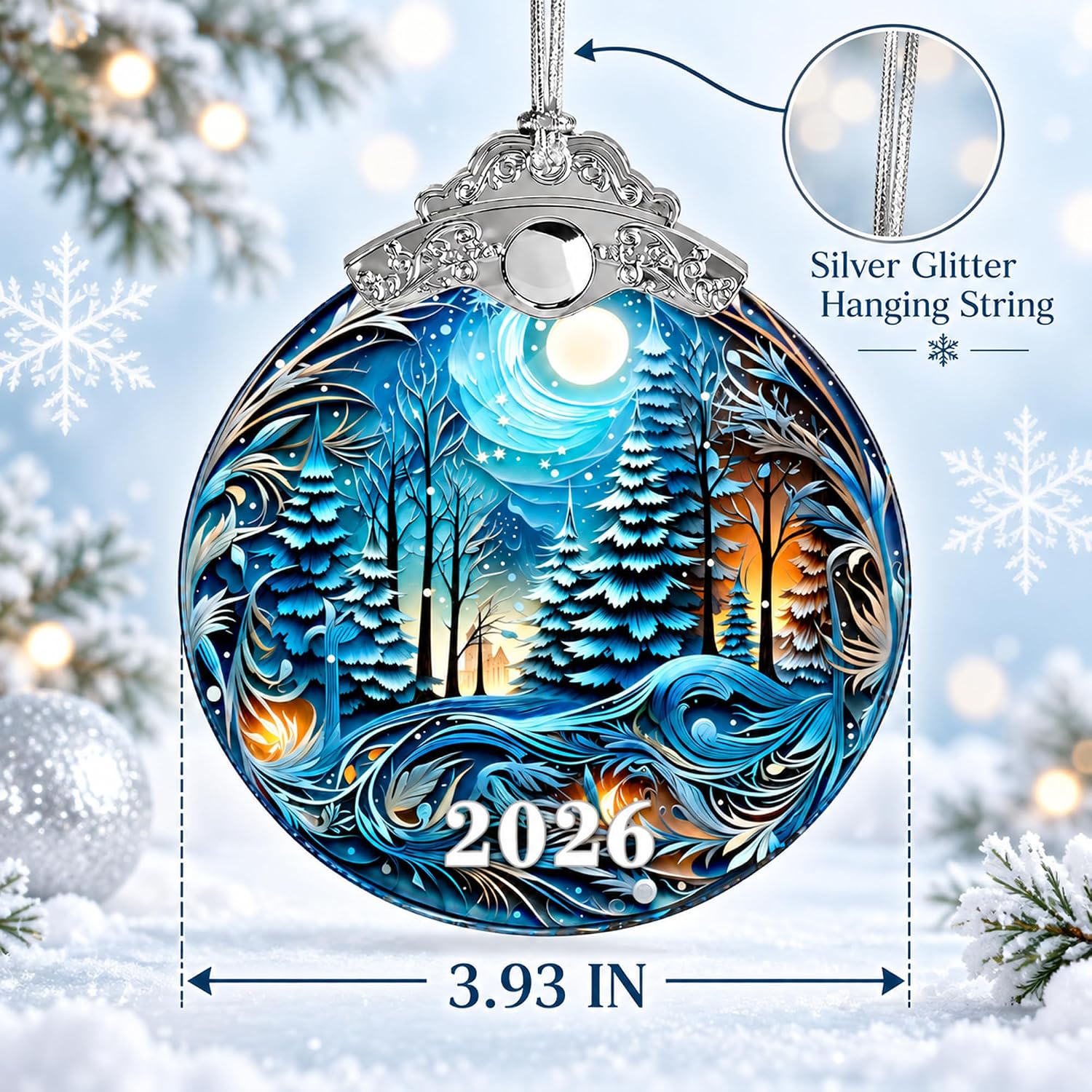 ADORNO NAVIDEÑO SENSEMORY BOSQUE INVERNAL 2026 ACRÍLICO AZUL - 4