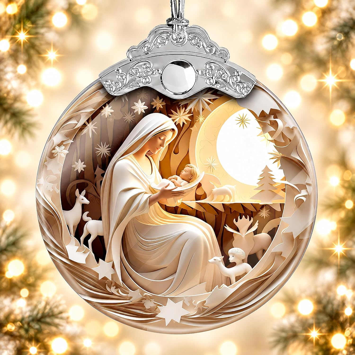 ADORNO NAVIDEÑO SENSEMORY DISEÑO NATIVIDAD BLANCO ACRÍLICO 10 CM - 1
