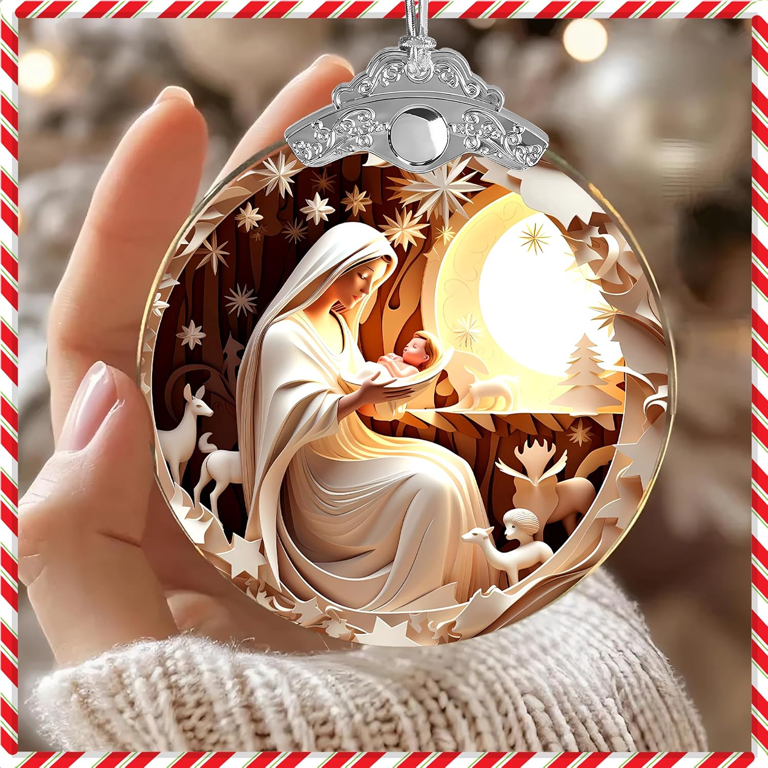 ADORNO NAVIDEÑO SENSEMORY DISEÑO NATIVIDAD BLANCO ACRÍLICO 10 CM - 2