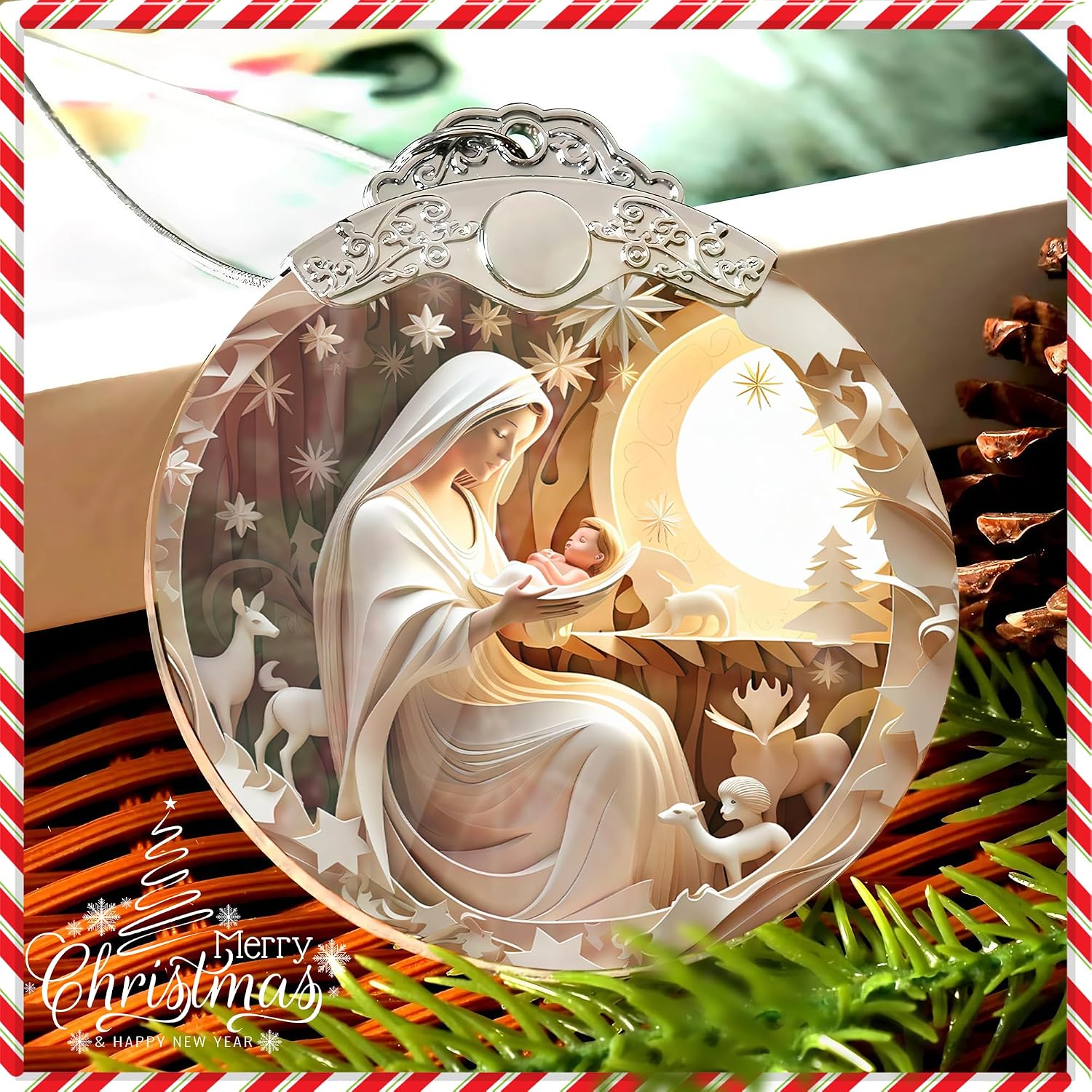 ADORNO NAVIDEÑO SENSEMORY DISEÑO NATIVIDAD BLANCO ACRÍLICO 10 CM - 3