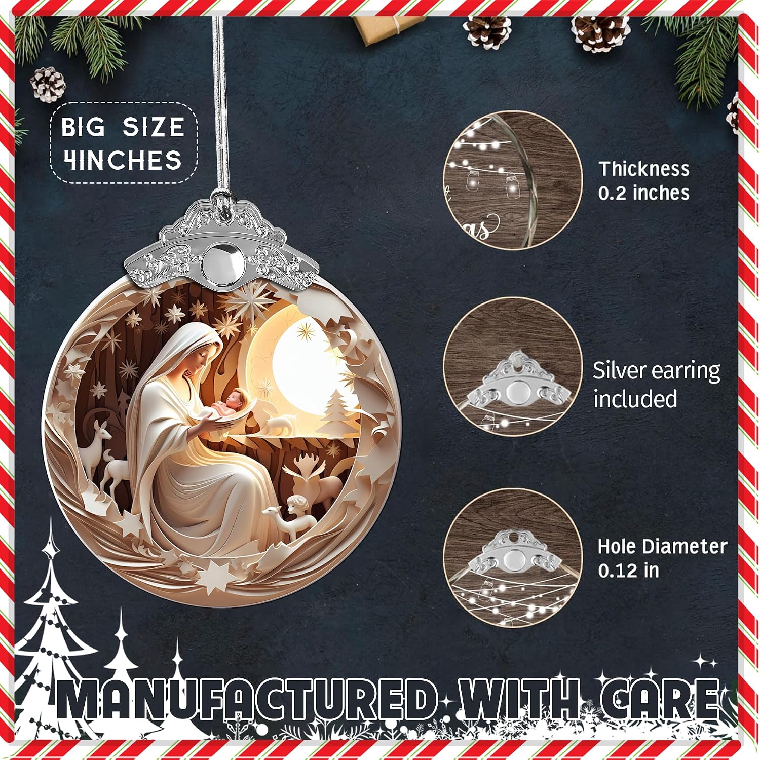 ADORNO NAVIDEÑO SENSEMORY DISEÑO NATIVIDAD BLANCO ACRÍLICO 10 CM - 5