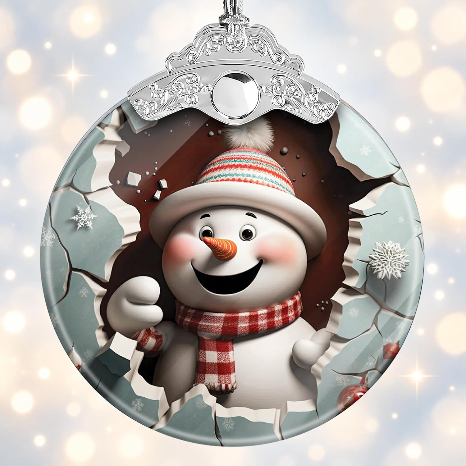 ADORNO NAVIDEÑO SENSEMORY MUÑECO DE NIEVE ACRÍLICO 10 CM - 1