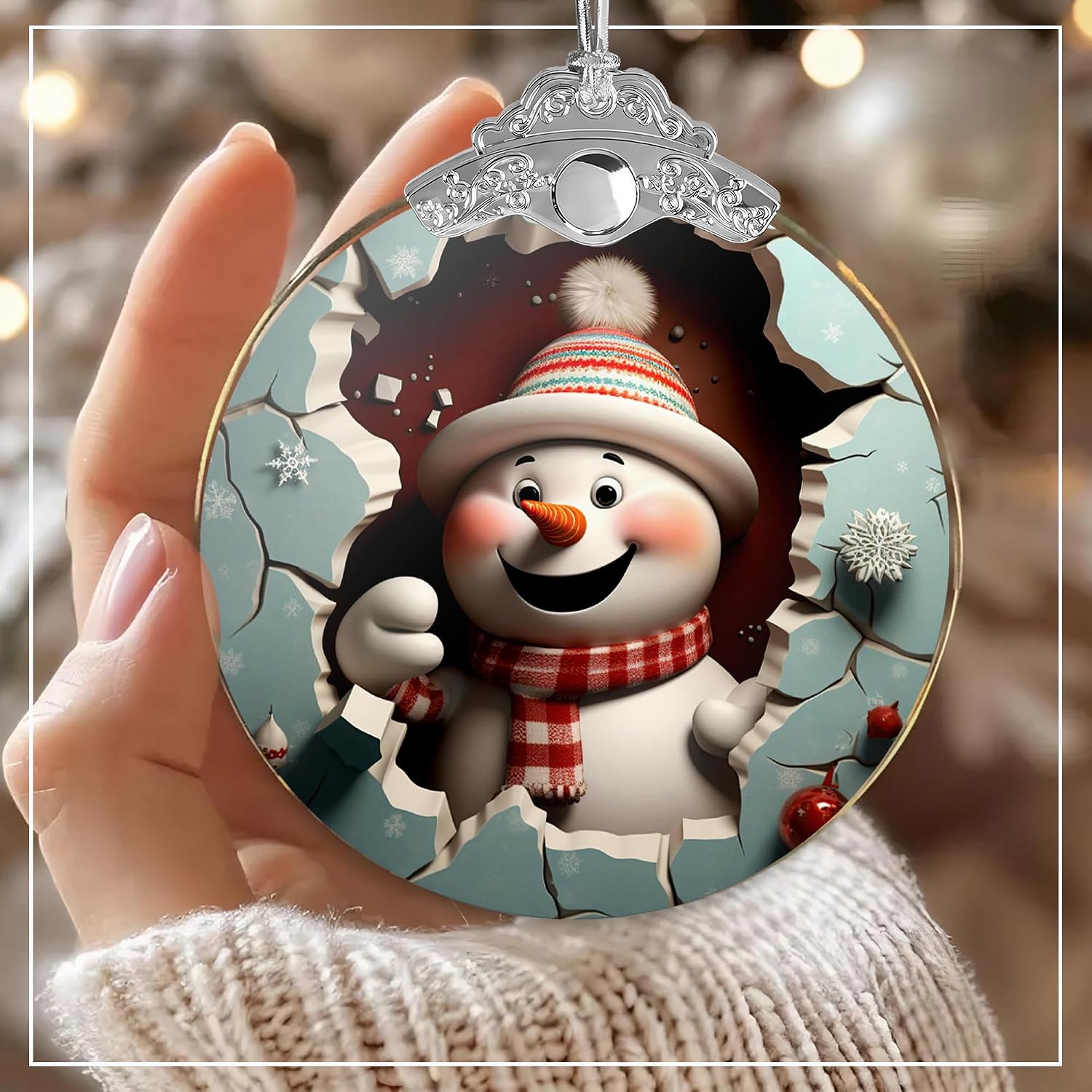 ADORNO NAVIDEÑO SENSEMORY MUÑECO DE NIEVE ACRÍLICO 10 CM - 2