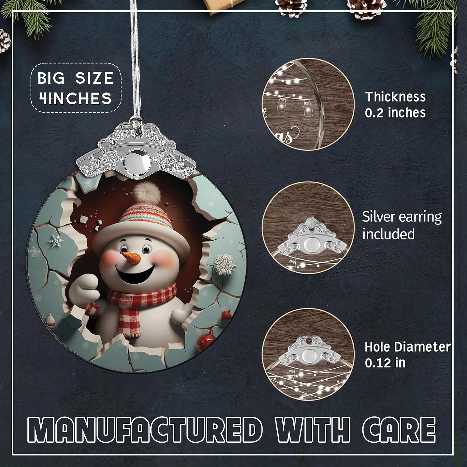 ADORNO NAVIDEÑO SENSEMORY MUÑECO DE NIEVE ACRÍLICO 10 CM - 5