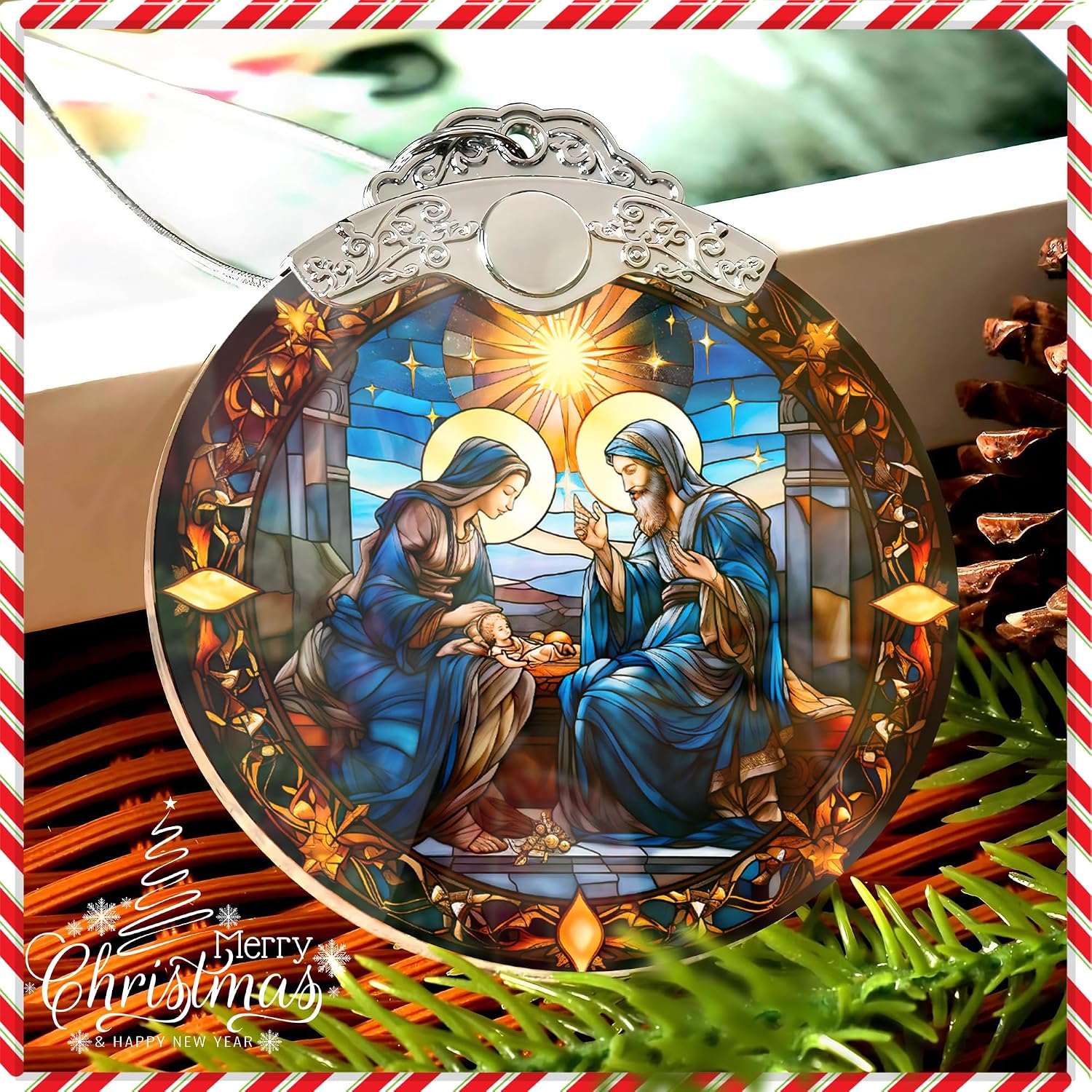 ADORNO DE NAVIDAD SENSEMORY NATIVIDAD ACRÍLICO EFECTO VITRAL - 3