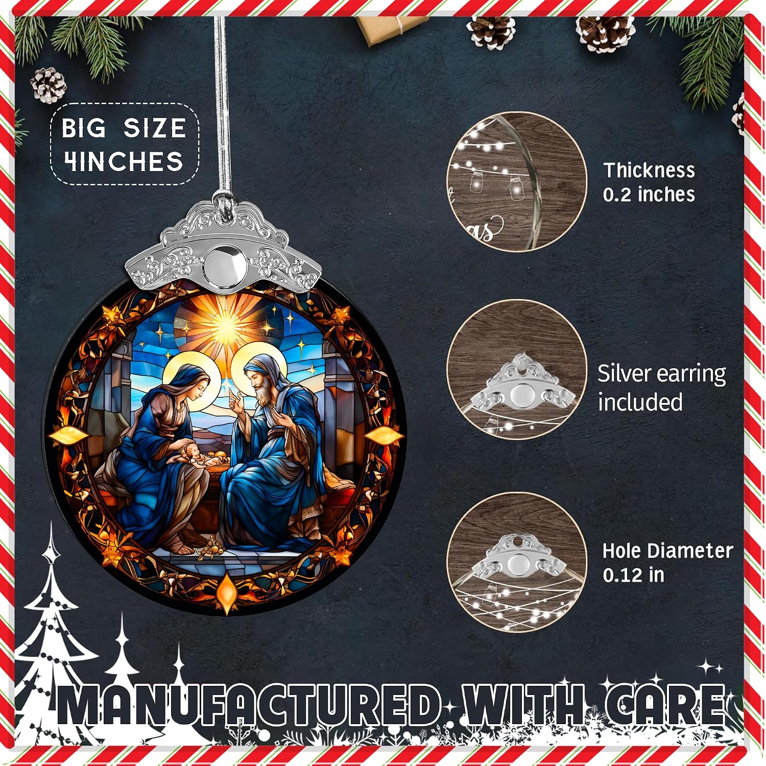 ADORNO DE NAVIDAD SENSEMORY NATIVIDAD ACRÍLICO EFECTO VITRAL - 5