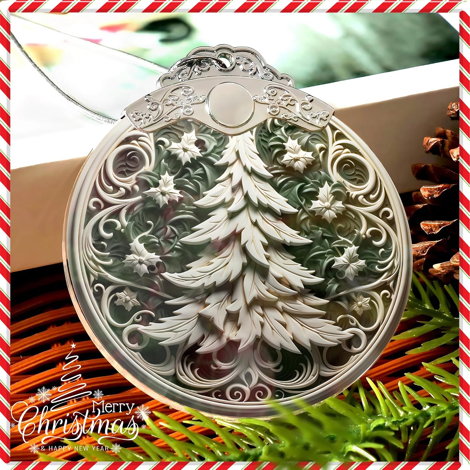 ADORNO NAVIDEÑO ÁRBOL BLANCO SENSEMORY 2025 ACRÍLICO - 2