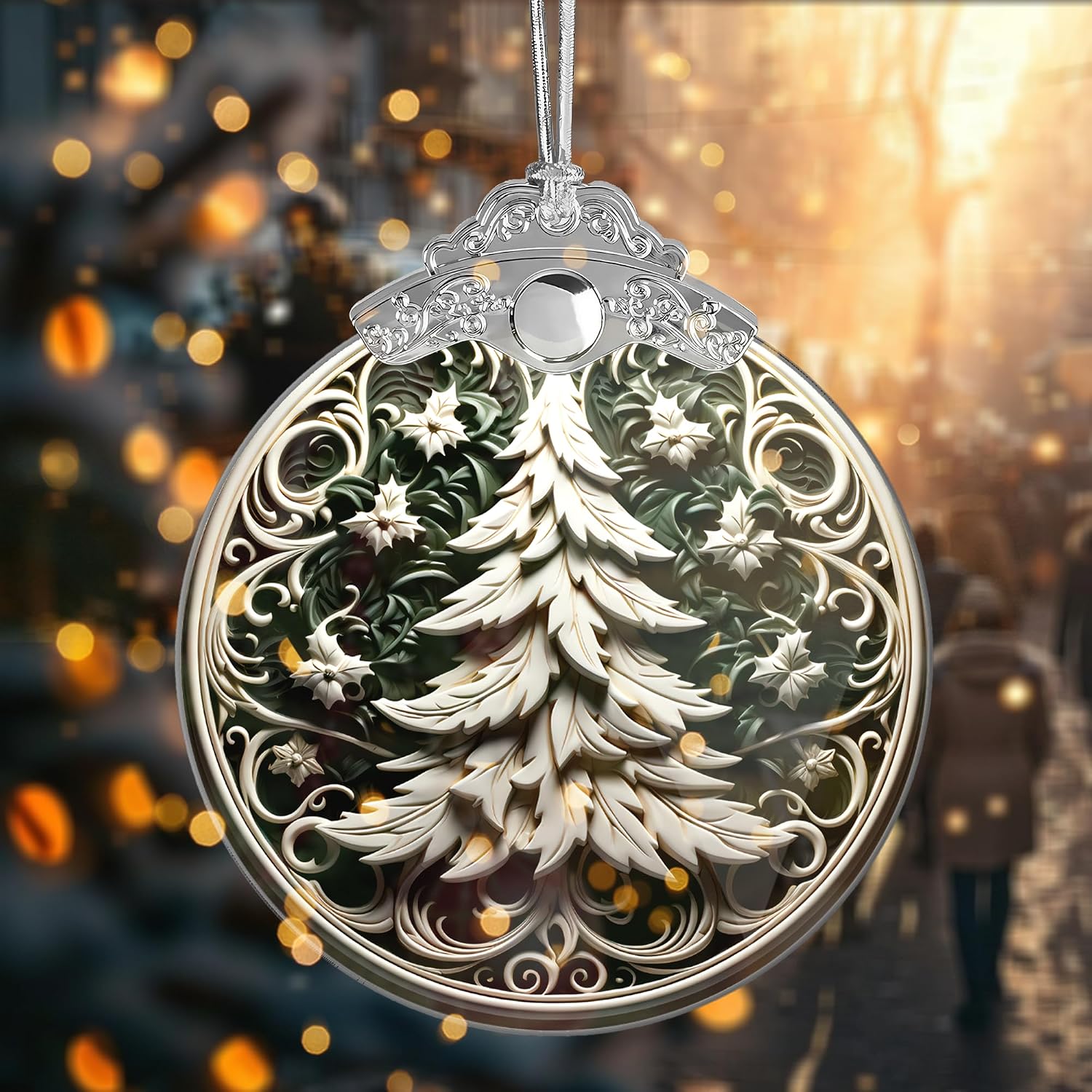 ADORNO NAVIDEÑO ÁRBOL BLANCO SENSEMORY 2025 ACRÍLICO - 3