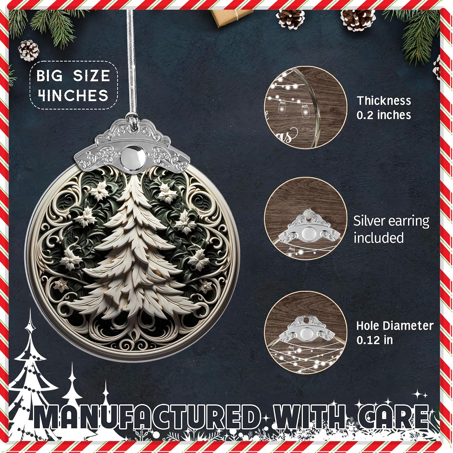 ADORNO NAVIDEÑO ÁRBOL BLANCO SENSEMORY 2025 ACRÍLICO - 4