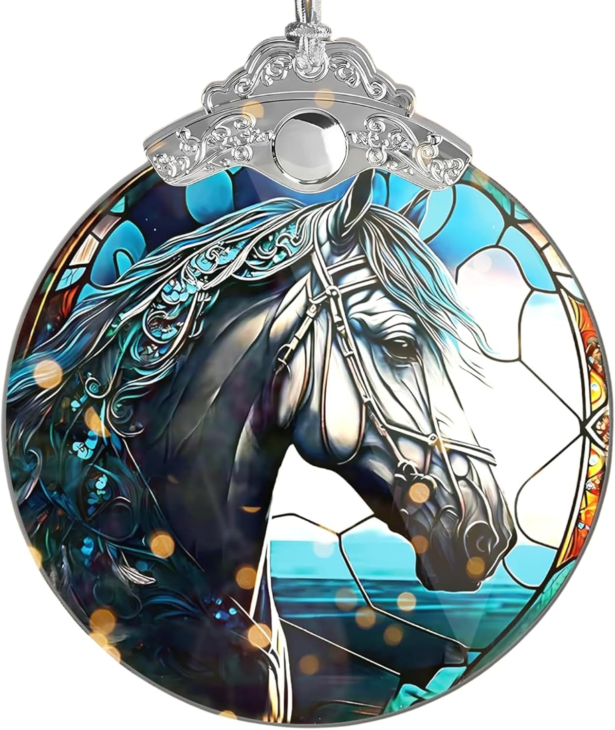 ADORNO DE CABALLO SENSEMORY 2026 EFECTO VITRAL PARA ÁRBOL DE NAVIDAD - 1