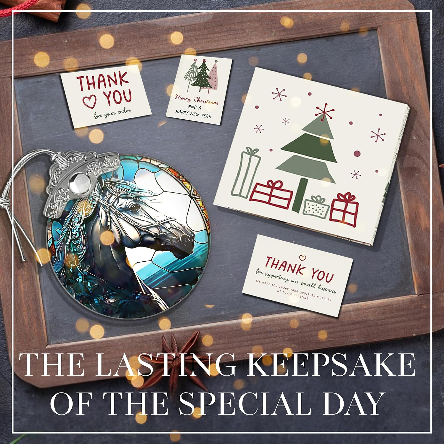 ADORNO DE CABALLO SENSEMORY 2026 EFECTO VITRAL PARA ÁRBOL DE NAVIDAD - 5