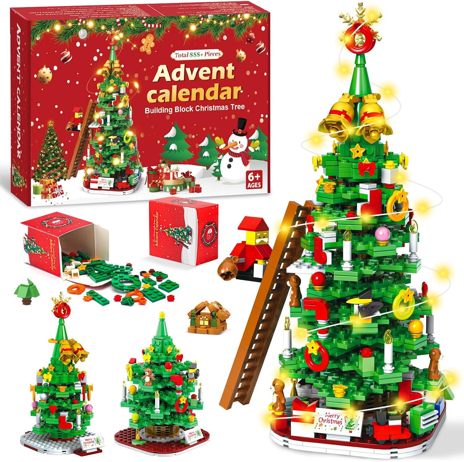 CALENDARIO DE ADVIENTO ÁRBOL DE NAVIDAD CHILDGO 2026 CON 888 PIEZAS Y LUCES LED - 1