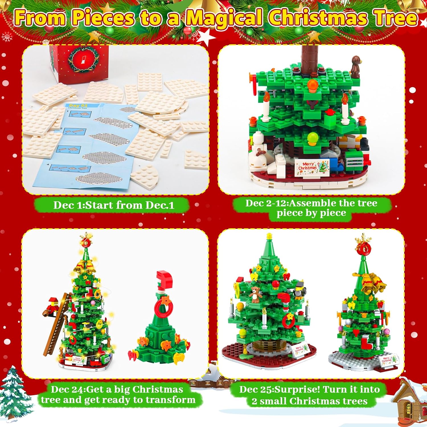 CALENDARIO DE ADVIENTO ÁRBOL DE NAVIDAD CHILDGO 2026 CON 888 PIEZAS Y LUCES LED - 2