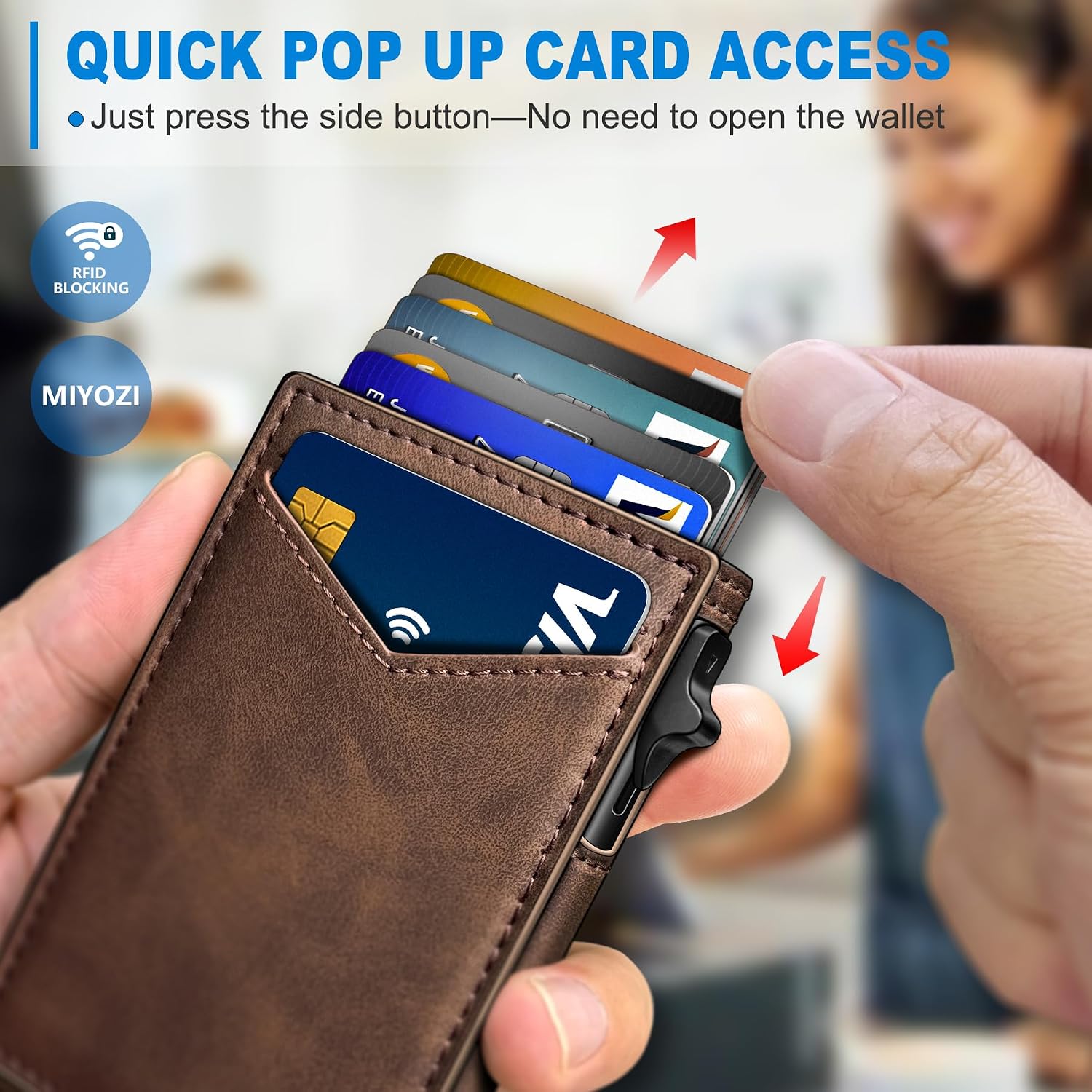 BILLETERA PARA HOMBRE MIYOZI SLIM POP UP CON BLOQUEO RFID Y VENTANA PARA ID - 4