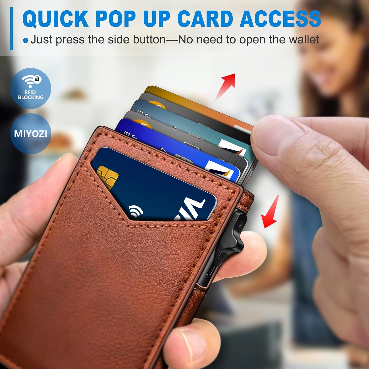BILLETERA PARA HOMBRE MIYOZI SLIM POP UP CON BLOQUEO RFID Y VENTANA PARA ID - 4