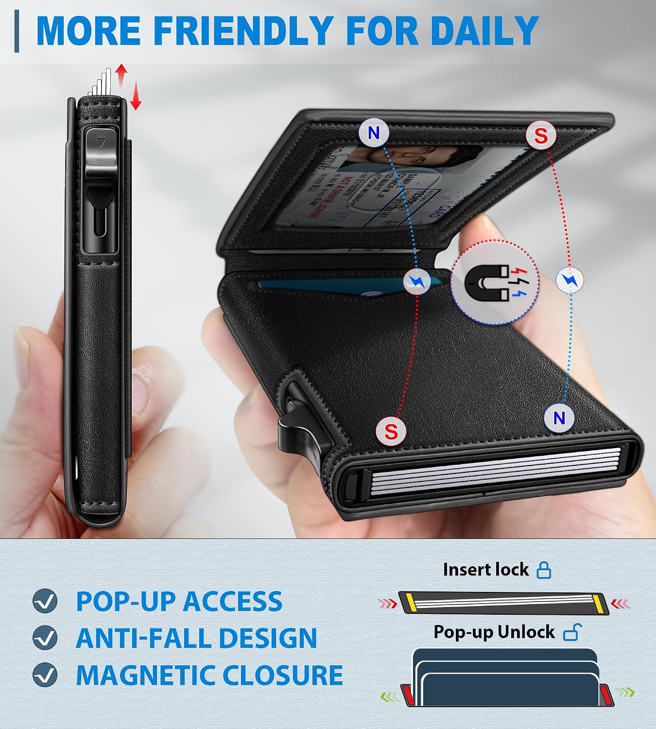 BILLETERA PARA HOMBRE MIYOZI SLIM POP UP CON BLOQUEO RFID Y VENTANA PARA ID - 3