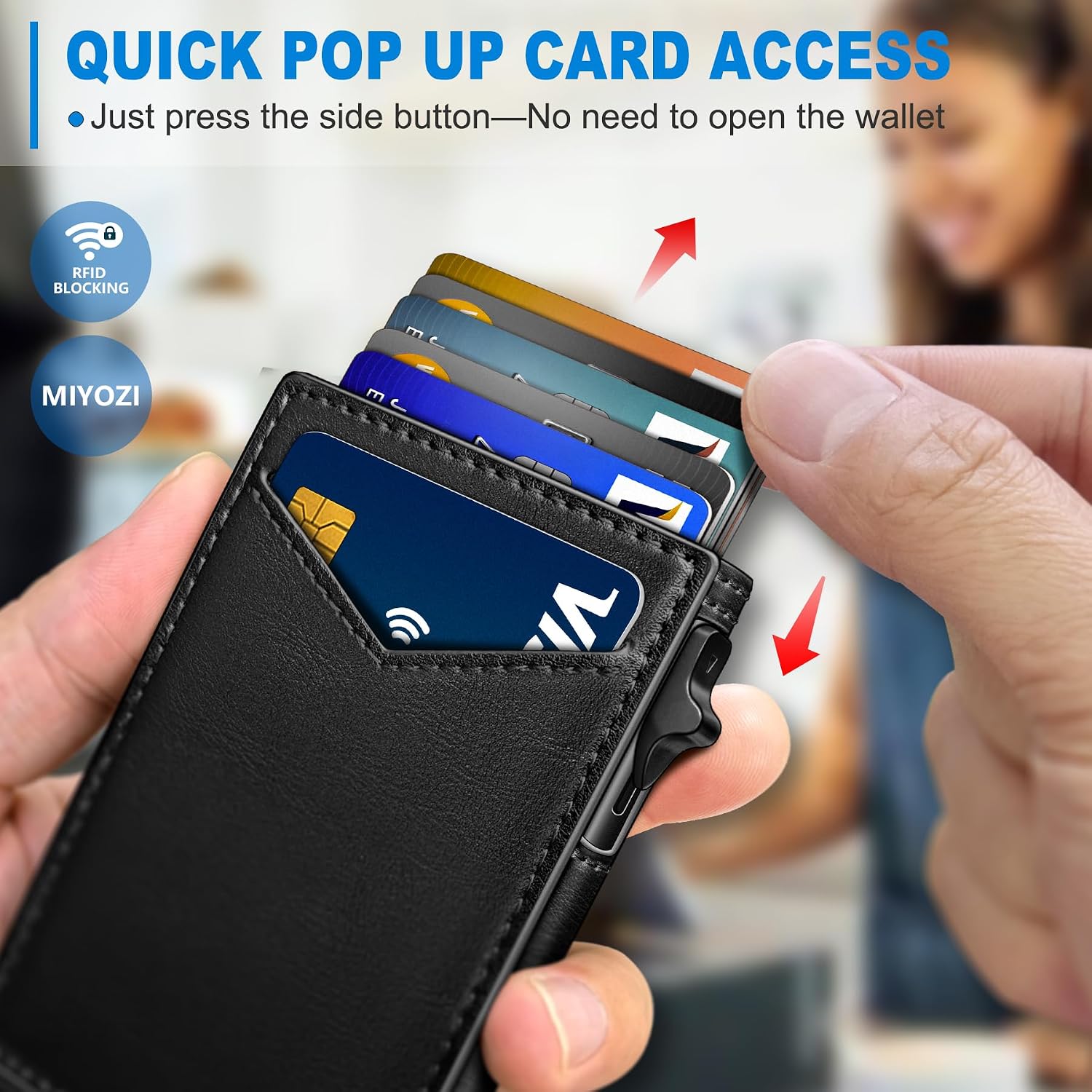 BILLETERA PARA HOMBRE MIYOZI SLIM POP UP CON BLOQUEO RFID Y VENTANA PARA ID - 4