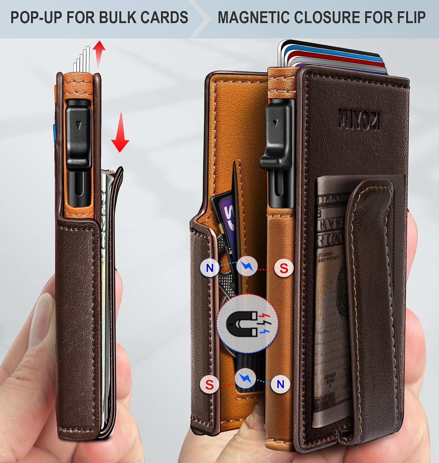 BILLETERA PARA HOMBRE MIYOZI MINIMALISTA MAGNÉTICA CON BLOQUEO RFID Y CLIP PARA DINERO - 3