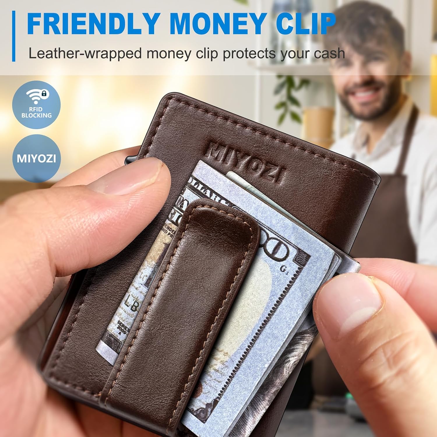 BILLETERA PARA HOMBRE MIYOZI MINIMALISTA MAGNÉTICA CON BLOQUEO RFID Y CLIP PARA DINERO - 5