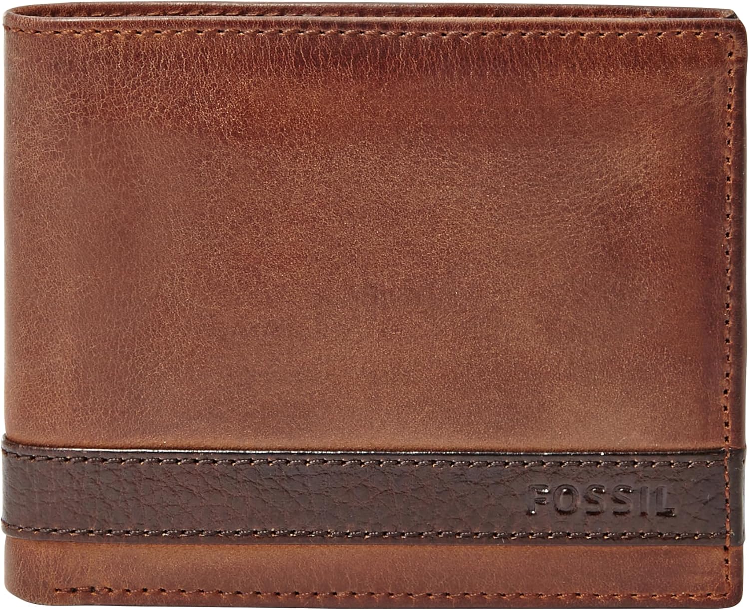 BILLETERA PARA HOMBRE FOSSIL QUINN DE CUERO MARRÓN CON FLIP ID - 1