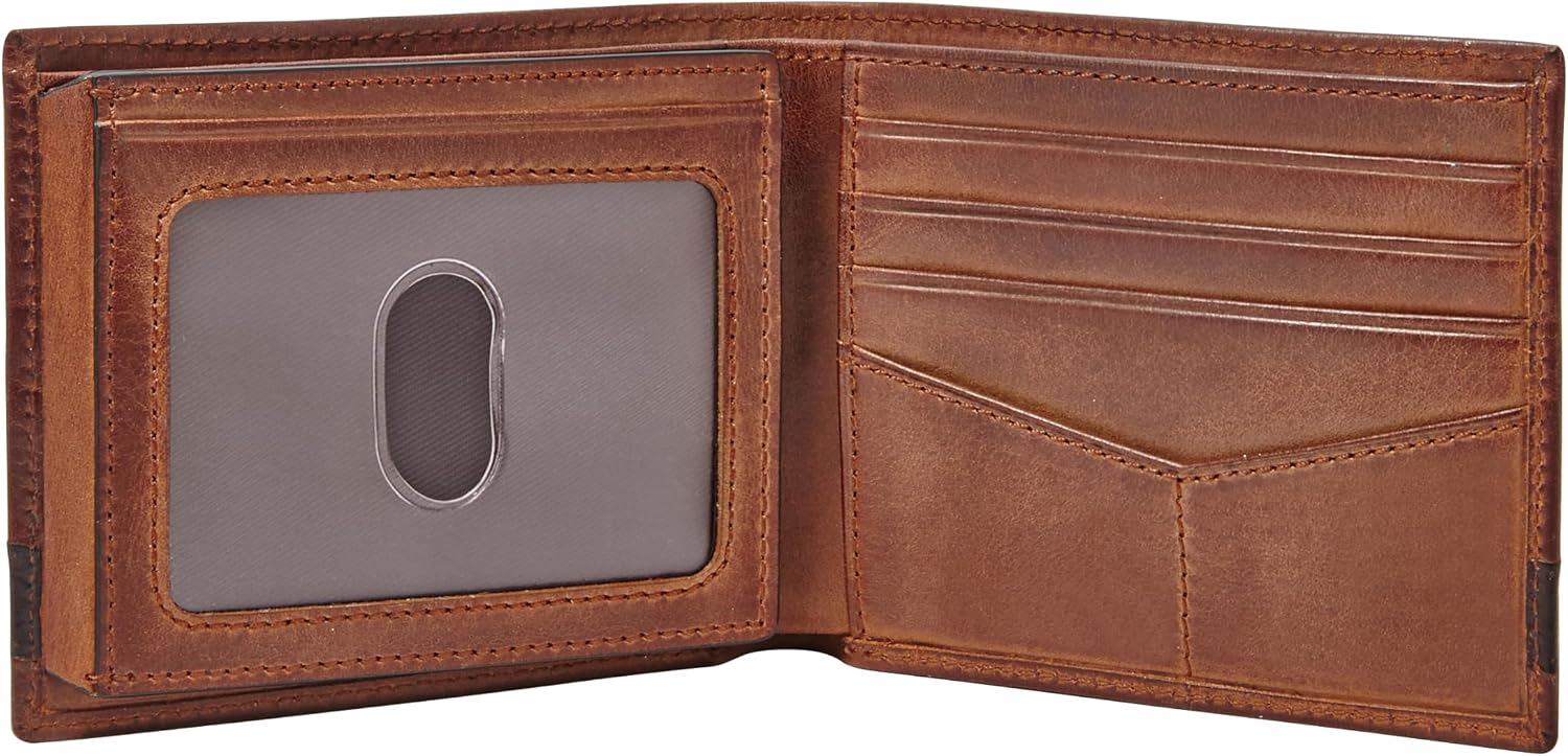 BILLETERA PARA HOMBRE FOSSIL QUINN DE CUERO MARRÓN CON FLIP ID - 2