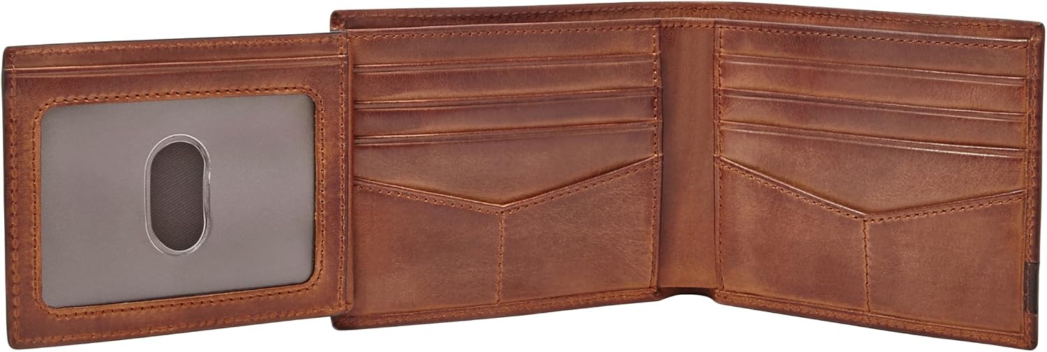 BILLETERA PARA HOMBRE FOSSIL QUINN DE CUERO MARRÓN CON FLIP ID - 3