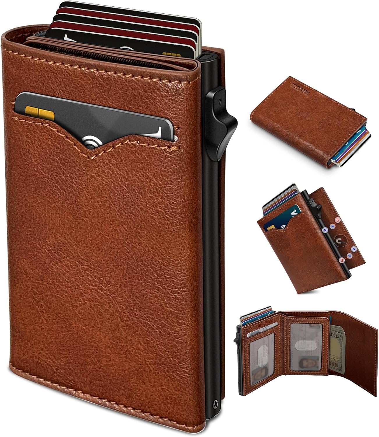 BILLETERA PARA HOMBRE MIYOZI TRIFOLD CON BLOQUEO RFID Y CIERRE MAGNÉTICO - 1