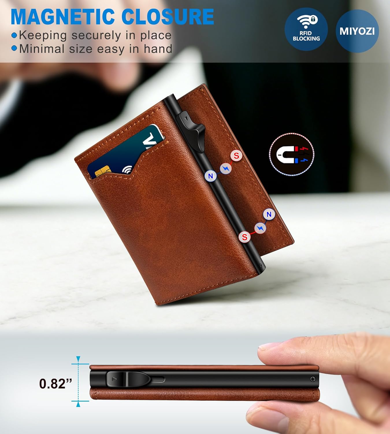 BILLETERA PARA HOMBRE MIYOZI TRIFOLD CON BLOQUEO RFID Y CIERRE MAGNÉTICO - 3