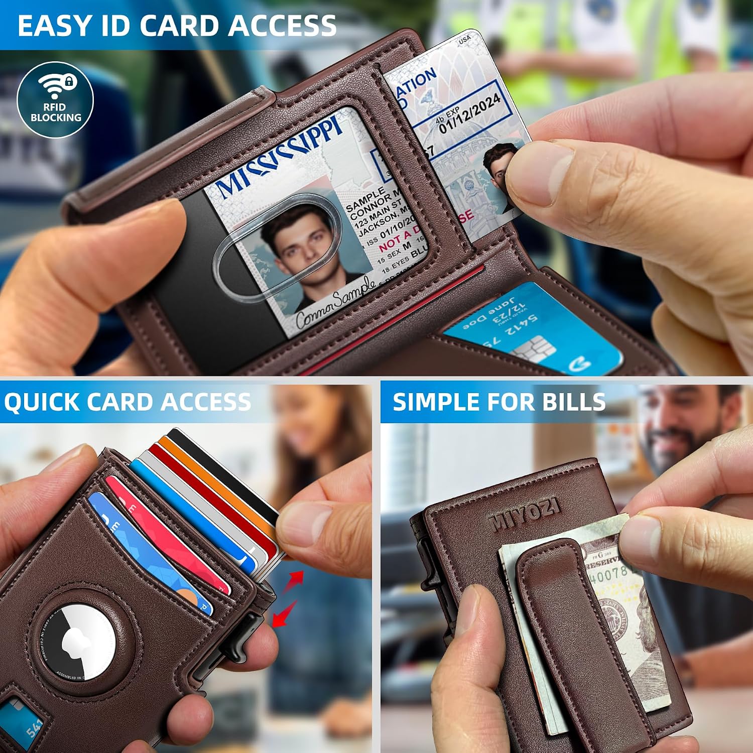 BILLETERA PARA HOMBRE MIYOZI AIRTAG CON CLIP PARA DINERO Y PROTECCIÓN RFID - 5
