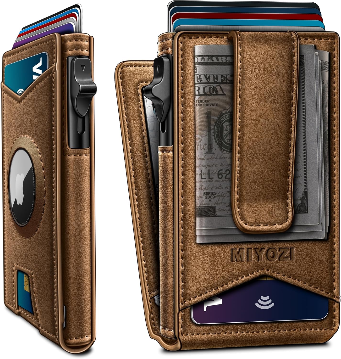 BILLETERA PARA HOMBRE MIYOZI AIRTAG CON CLIP PARA DINERO Y 9 TARJETAS - 1