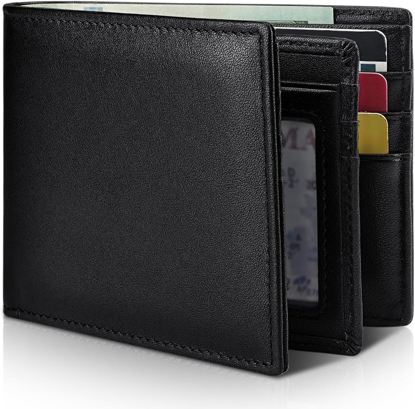 BILLETERA PARA HOMBRE ARTPAXY DE CUERO GENUINO BIFOLD CON BLOQUEO RFID Y 13 RANURAS PARA TARJETAS - 1