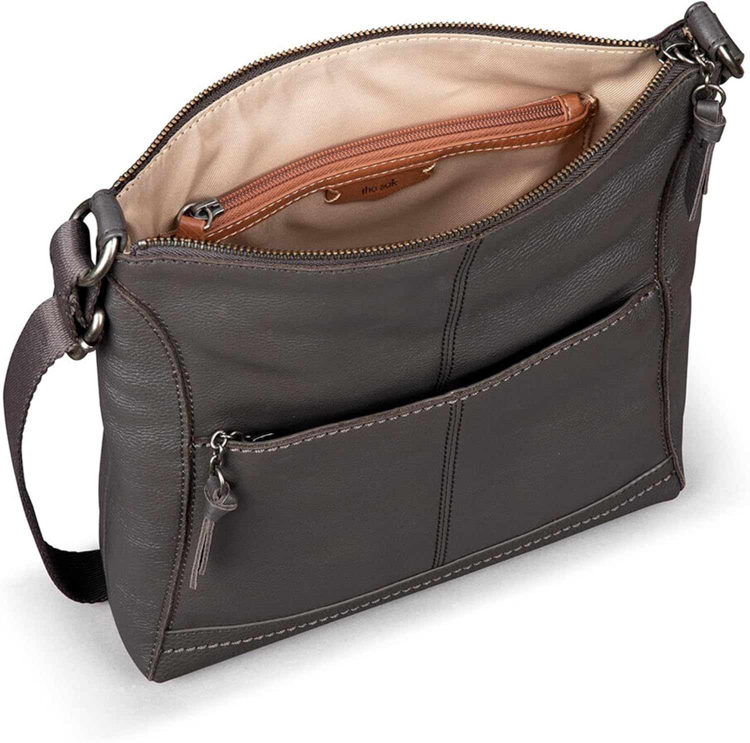 BOLSO CRUZADO THE SAK LUCIA DE CUERO CON CIERRE Y CORREA AJUSTABLE - 4