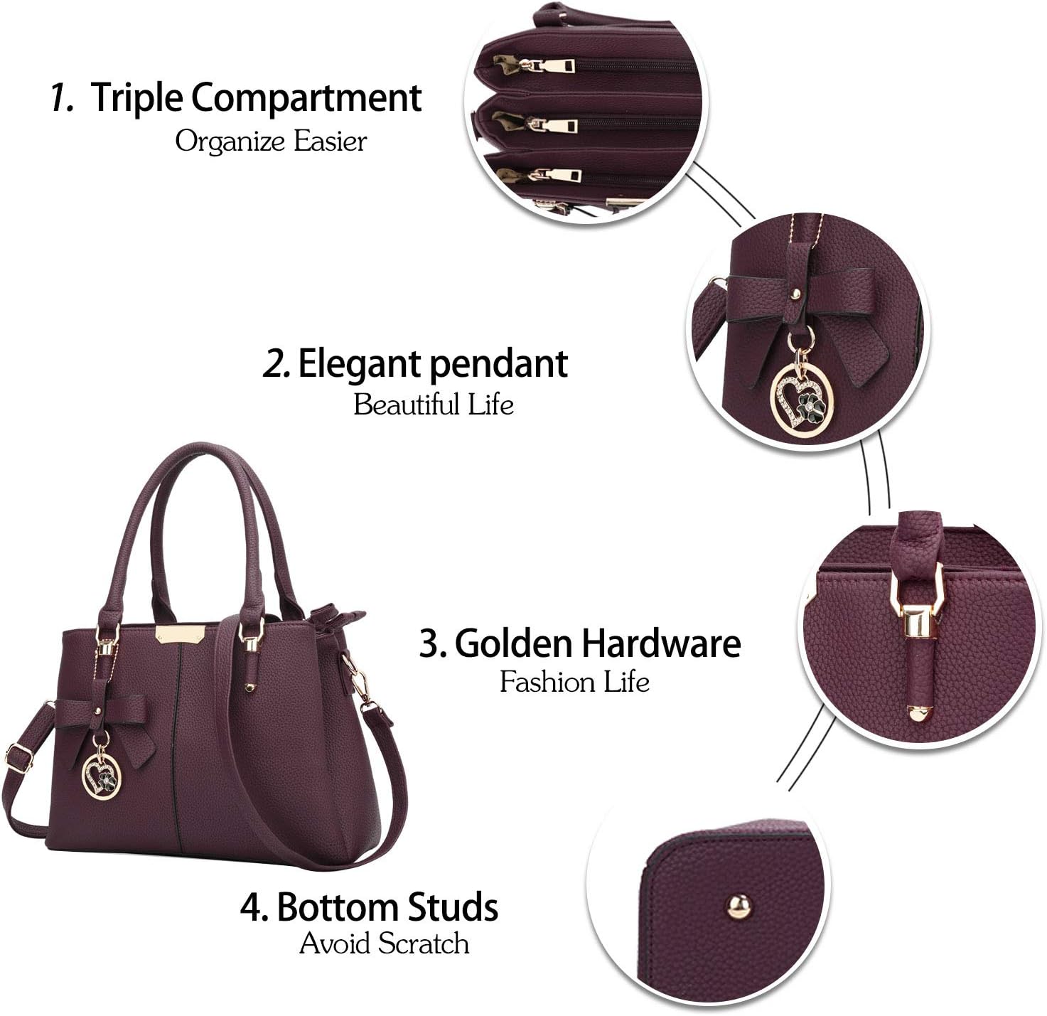 BOLSO SATCHEL PARA MUJER KKXIU EN CUERO SINTÉTICO - 2