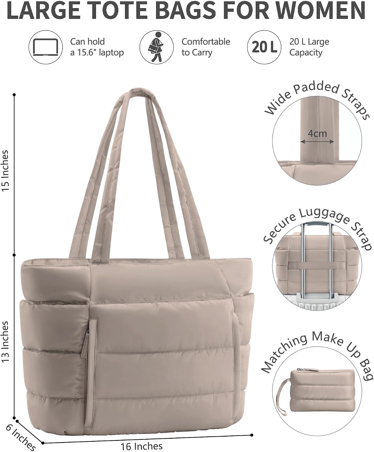 BOLSO TOTE BAG BAGSTELLAR PUFFER PARA MUJER LIGERO Y ACOLCHADO - 3