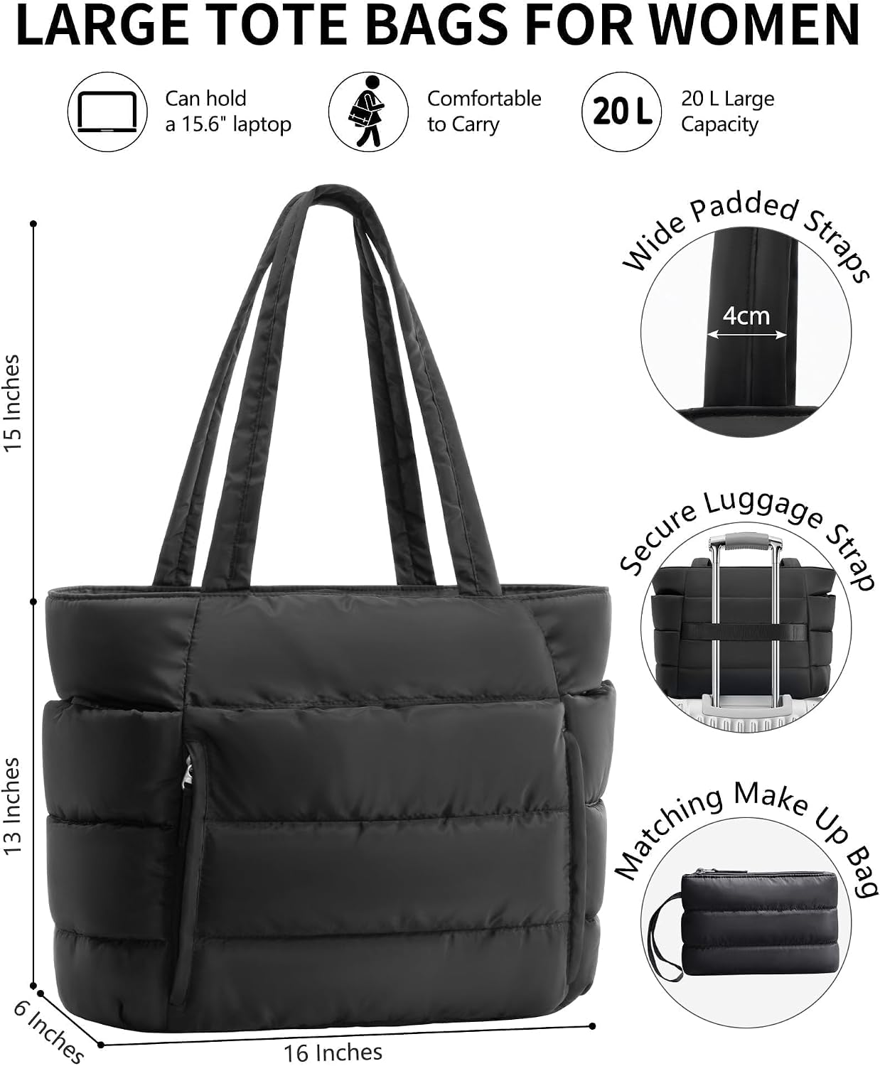BOLSO TOTE BAG BAGSTELLAR PUFFER PARA MUJER LIGERO Y ACOLCHADO - 3