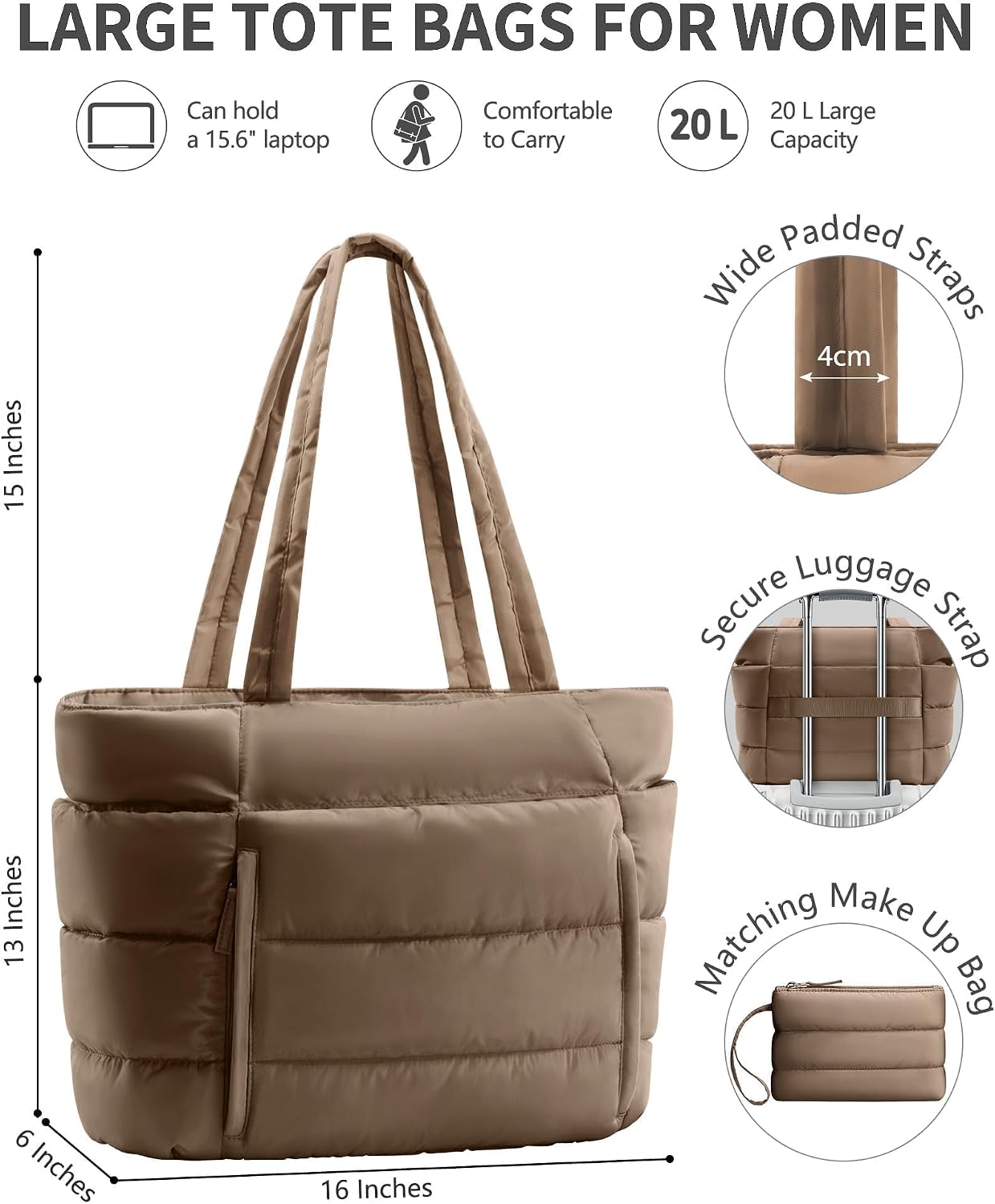 BOLSO TOTE BAG BAGSTELLAR PUFFER PARA MUJER LIGERO Y ACOLCHADO - 3