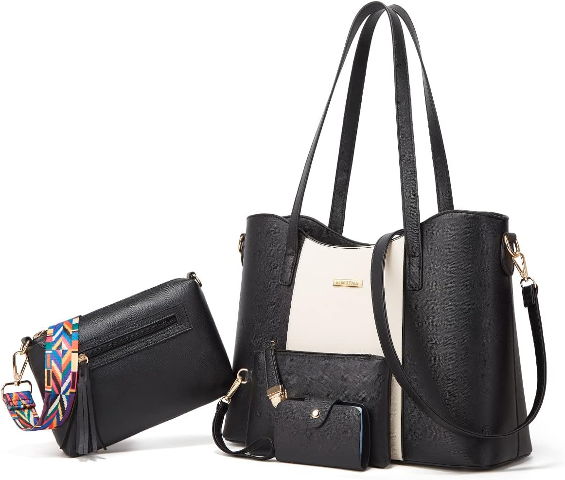 BOLSO SATCHEL PARA MUJER YTL SINTÉTICO CON DOBLE ASA BEIGE Y NEGRO - 1