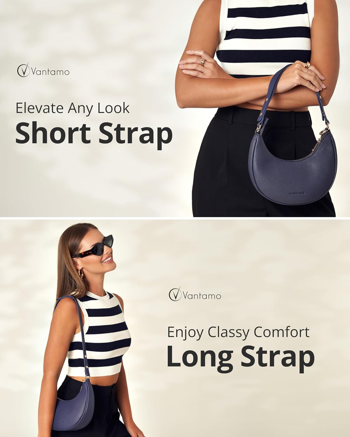 BOLSO CRESCENT VANTAMO PARA MUJER CON PROTECCIÓN RFID Y CLIP ANTIRROBO - 3