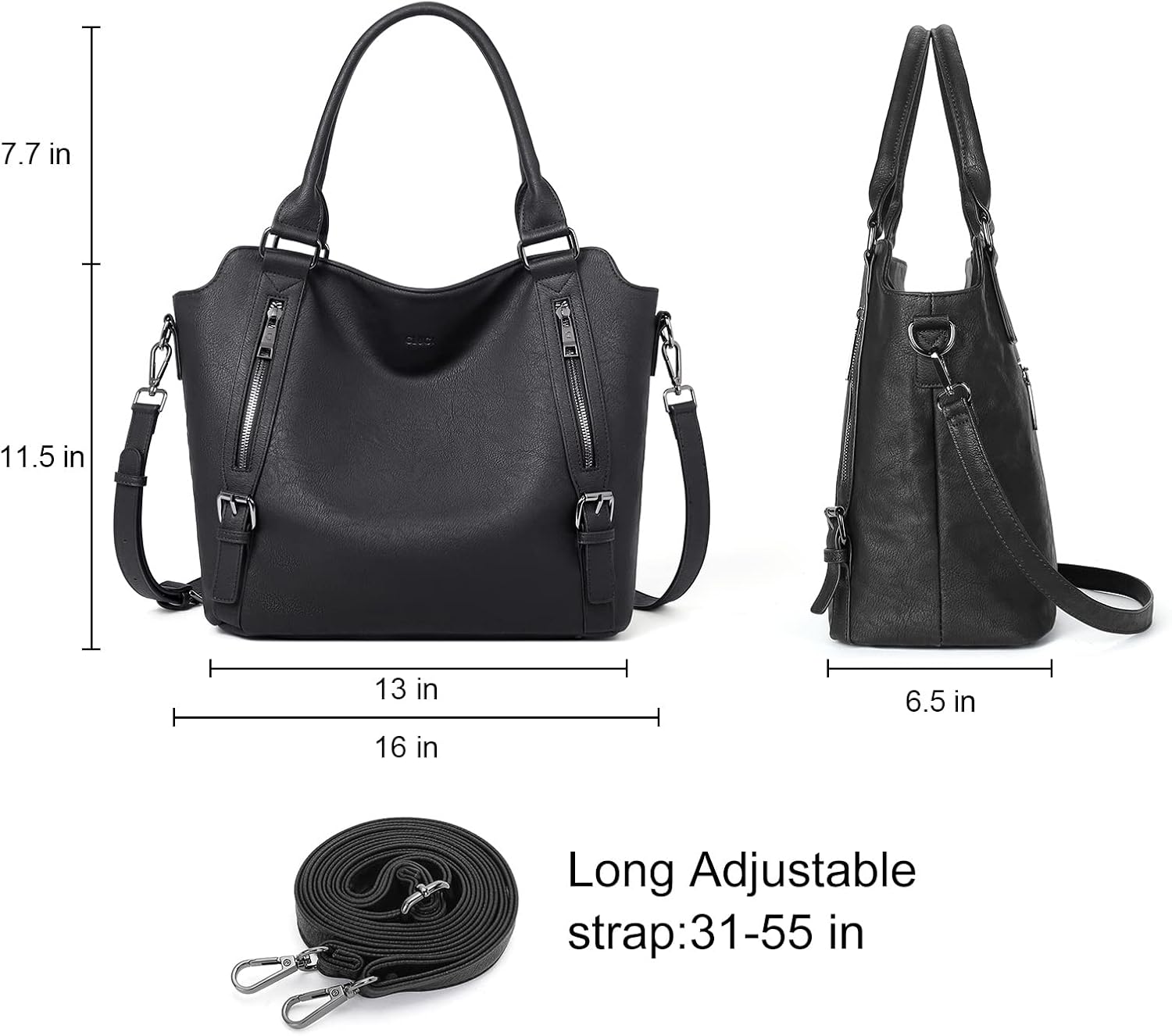 BOLSO HOBO GRANDE PARA MUJER CLUCI CON MÚLTIPLES BOLSILLOS - 3