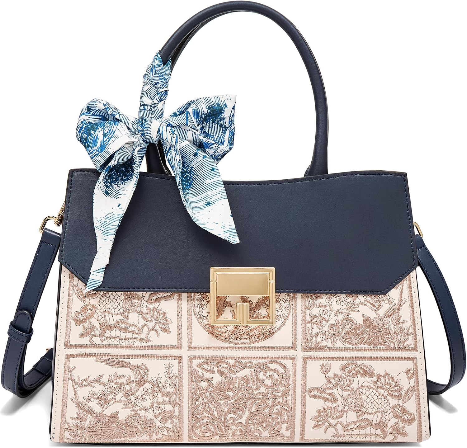 BOLSO SATCHEL FOXLOVER CON ASA SUPERIOR BORDADO VINTAGE - 1