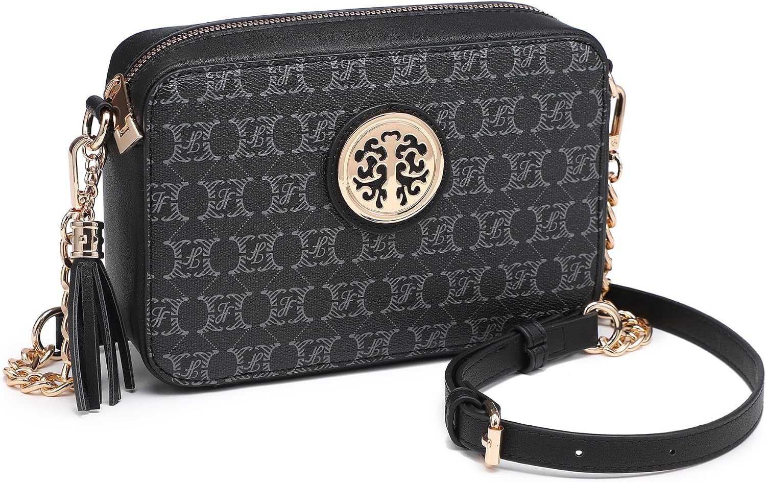 BOLSO CRUZADO LIGERO DE CUERO GENUINO MKP COLLECTION CON BOLSILLO Y FLECOS - 1