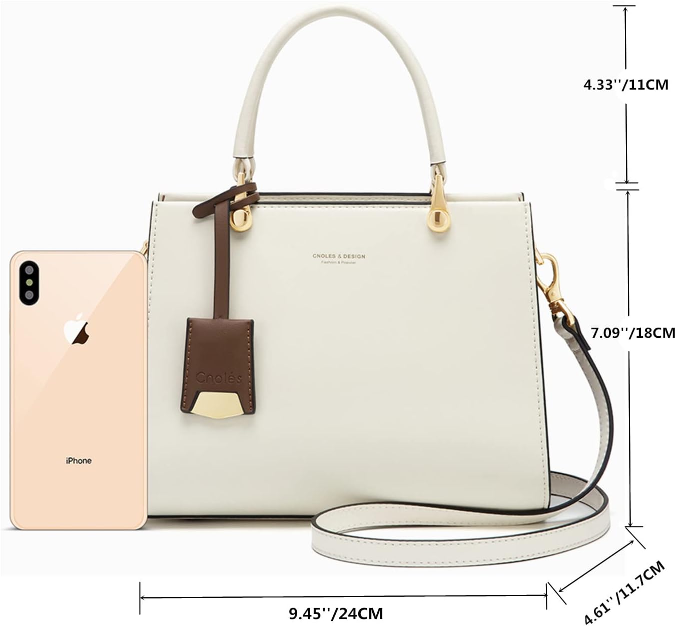 BOLSO TOTE DE CUERO PARA MUJER CNOLES SATCHEL - 5